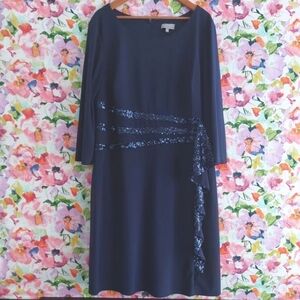 Laura Plus Size Navy Blue Sequin Cascade Evening Dress Size 20 Formal Wedding